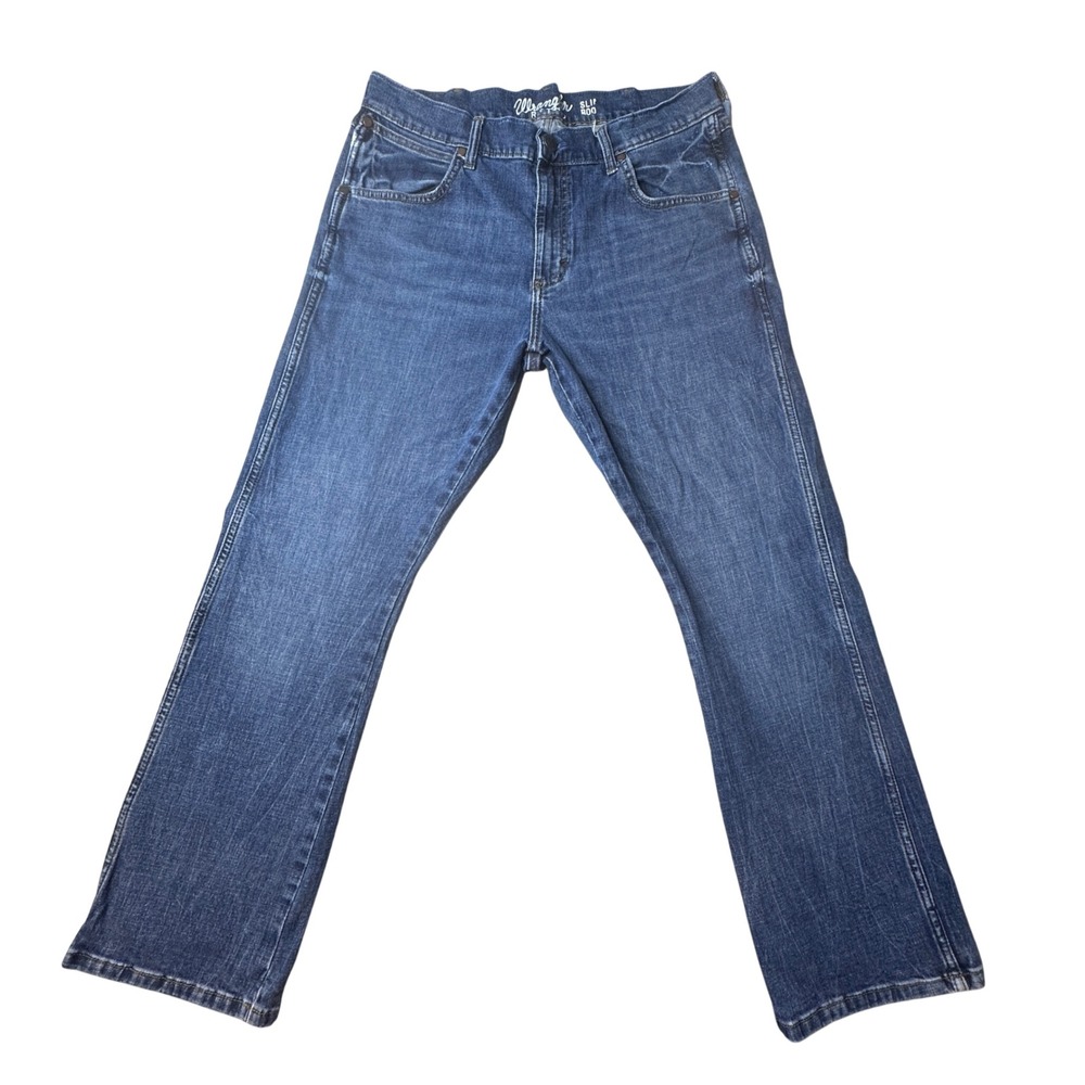 Wrangler Jeans Mens 34x32 (36x30) Retro Slim Bootcut Blue 1077MWZCA Denim Pants